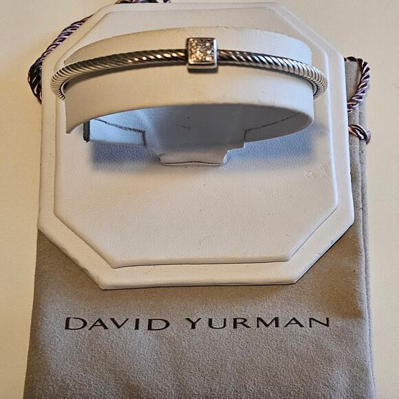 David Yurman Diamond Pave Confetti Sterling Silver Bangle Bracelet - Picture 5 of 9